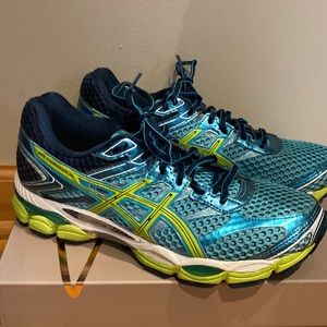 ASICS T489N 7.5 Gel-Cumulus 16 metallic blue teal running sneakers